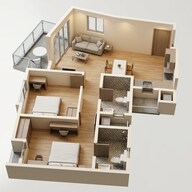 Floor plan of 2 BHK 1080 Sq. Ft. Apartment in Brigade Orchards, Bangalore
