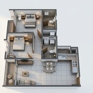 Floor plan of 2 BHK 1290 Sq. Ft. Apartment in Brigade Orchards, Bangalore
