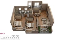Floor plan of 2 BHK 744 Sq. Ft. Apartment in Kohinoor Sapphire 3, Pune