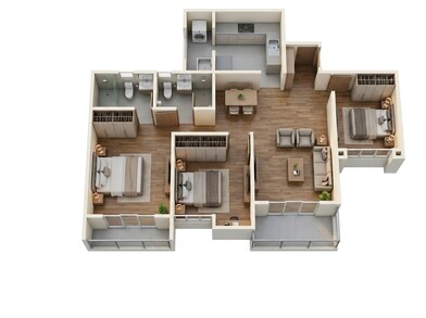 Floor plan of 3 BHK 781 Sq. Ft. Apartment in Kohinoor Sapphire 3, Pune