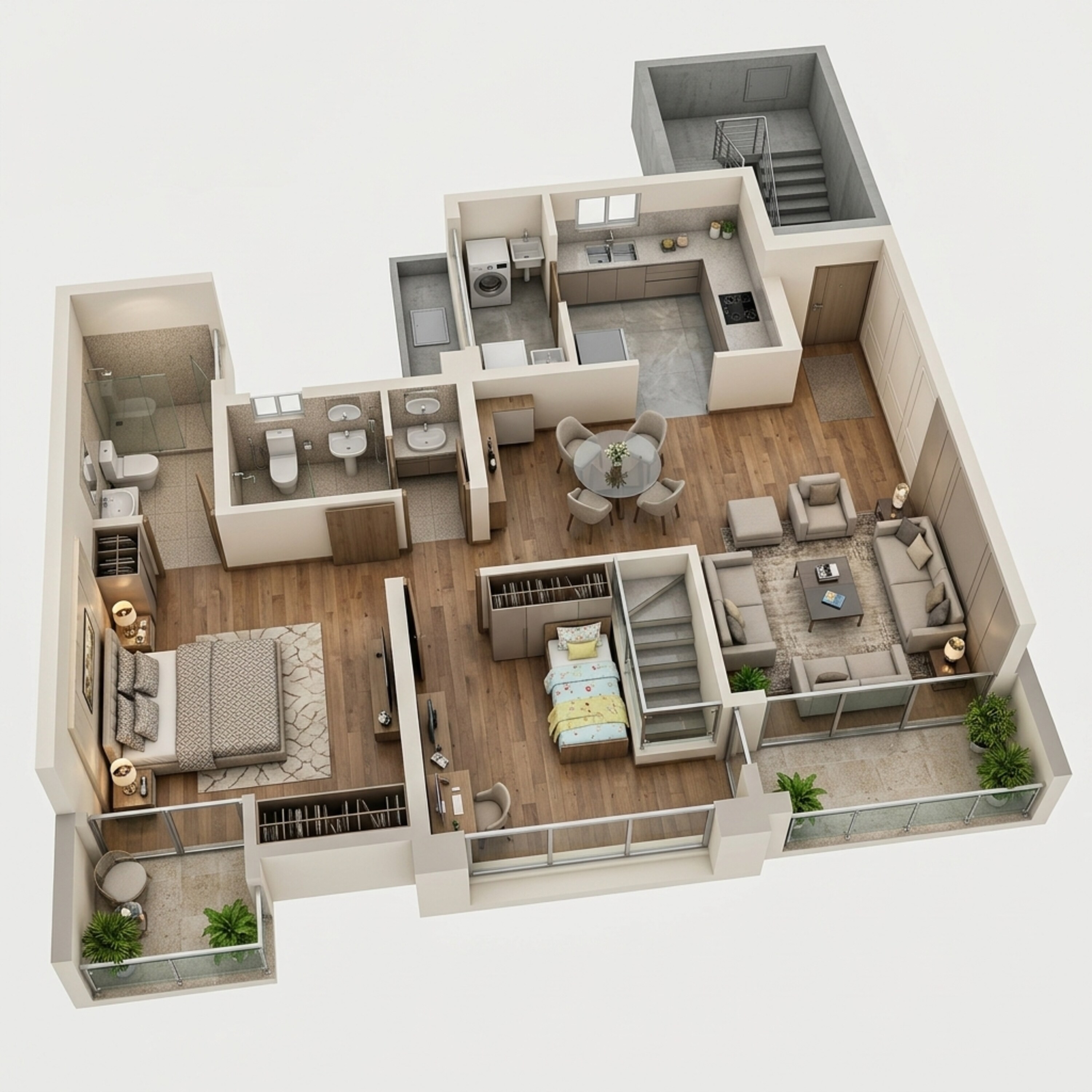 Floor plan of 2 BHK 730 Sq. Ft. Apartment in Vilas Javdekar Yashwin Enchante, Pune