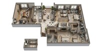Floor plan of 3 BHK 1488 Sq. Ft. Apartment in Lodha Marq, Mumbai