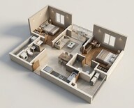 Floor plan of 2 BHK 795 Sq. Ft. Apartment in Brigade El Dorado, Bangalore