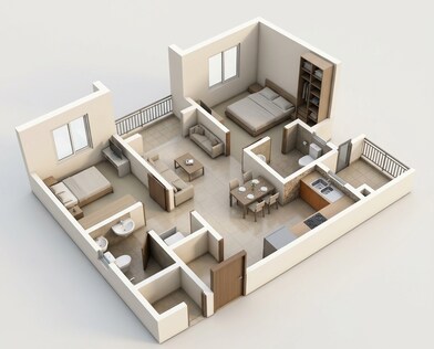 Floor plan of 2 BHK 799 Sq. Ft. Apartment in Brigade El Dorado, Bangalore