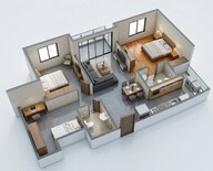 Floor plan of 3 BHK 1043 Sq. Ft. Apartment in Brigade El Dorado, Bangalore