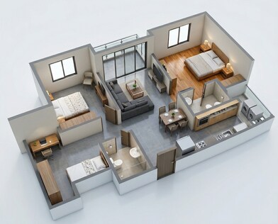 Floor plan of 3 BHK 1043 Sq. Ft. Apartment in Brigade El Dorado, Bangalore