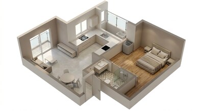 Floor plan of 1 BHK 535 Sq. Ft. Apartment in Brigade El Dorado, Bangalore