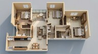 Floor plan of 2 BHK 1064 Sq. Ft. Apartment in Brigade Horizon, Bangalore