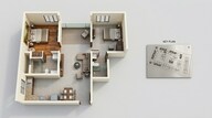 Floor plan of 2 BHK 1013 Sq. Ft. Apartment in Brigade Horizon, Bangalore