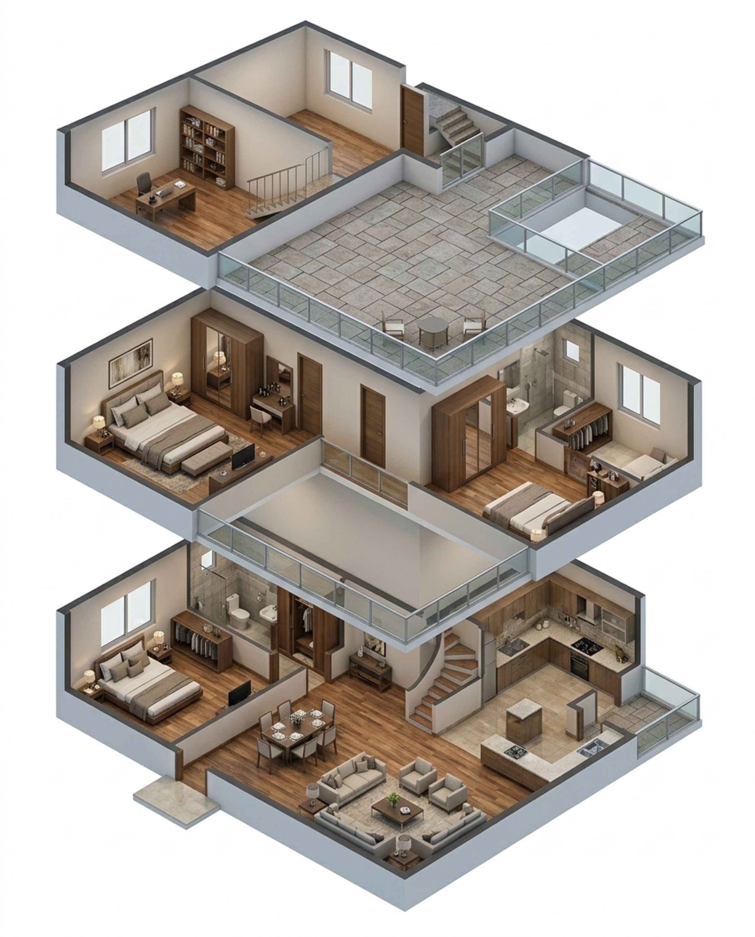 Floor plan of 4 BHK 2603 Sq. Ft. Apartment in Brigade Horizon, Bangalore