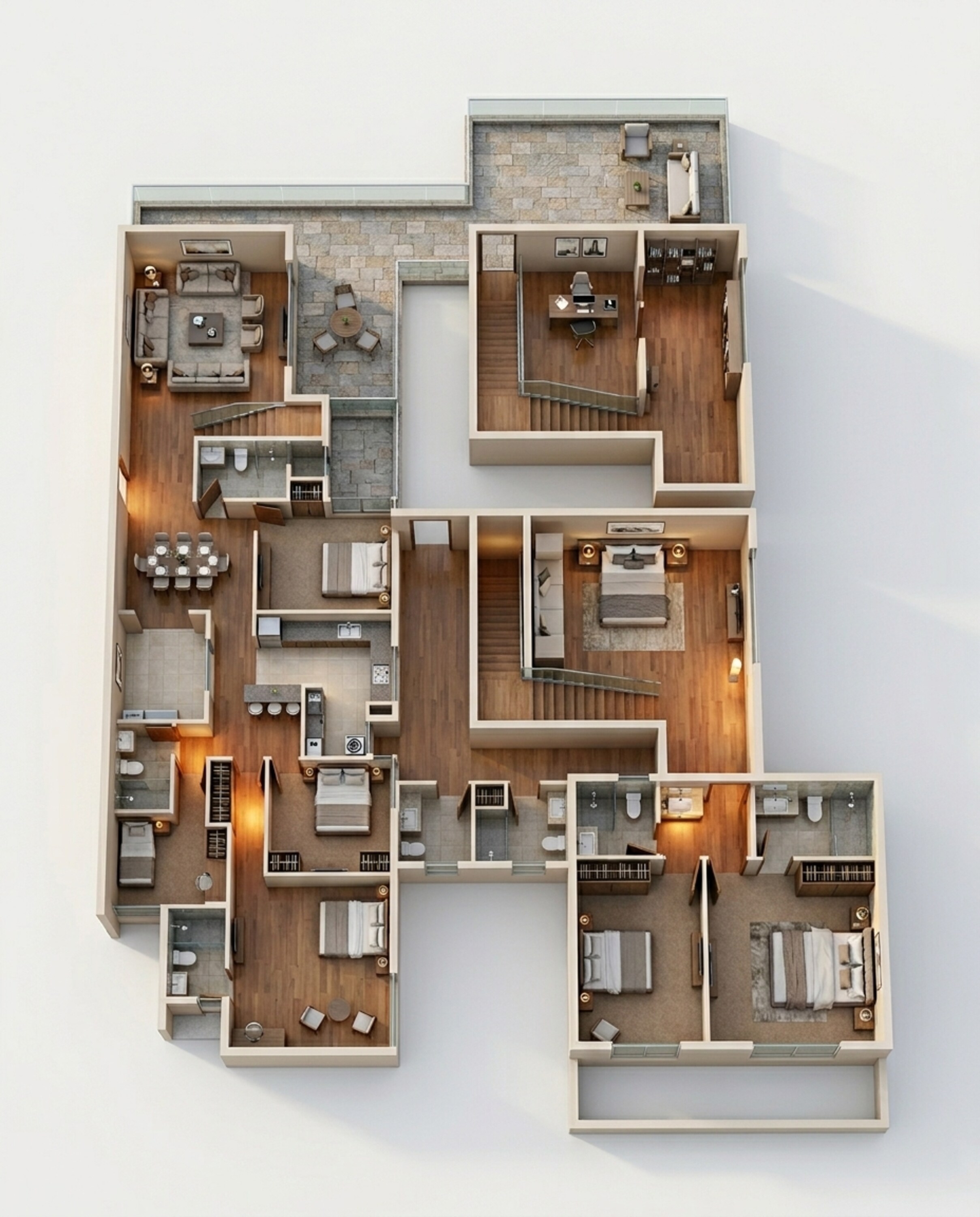 Floor plan of 4 BHK 3215 Sq. Ft. Apartment in Brigade Horizon, Bangalore