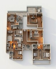 Floor plan of 4 BHK 3215 Sq. Ft. Apartment in Brigade Horizon, Bangalore