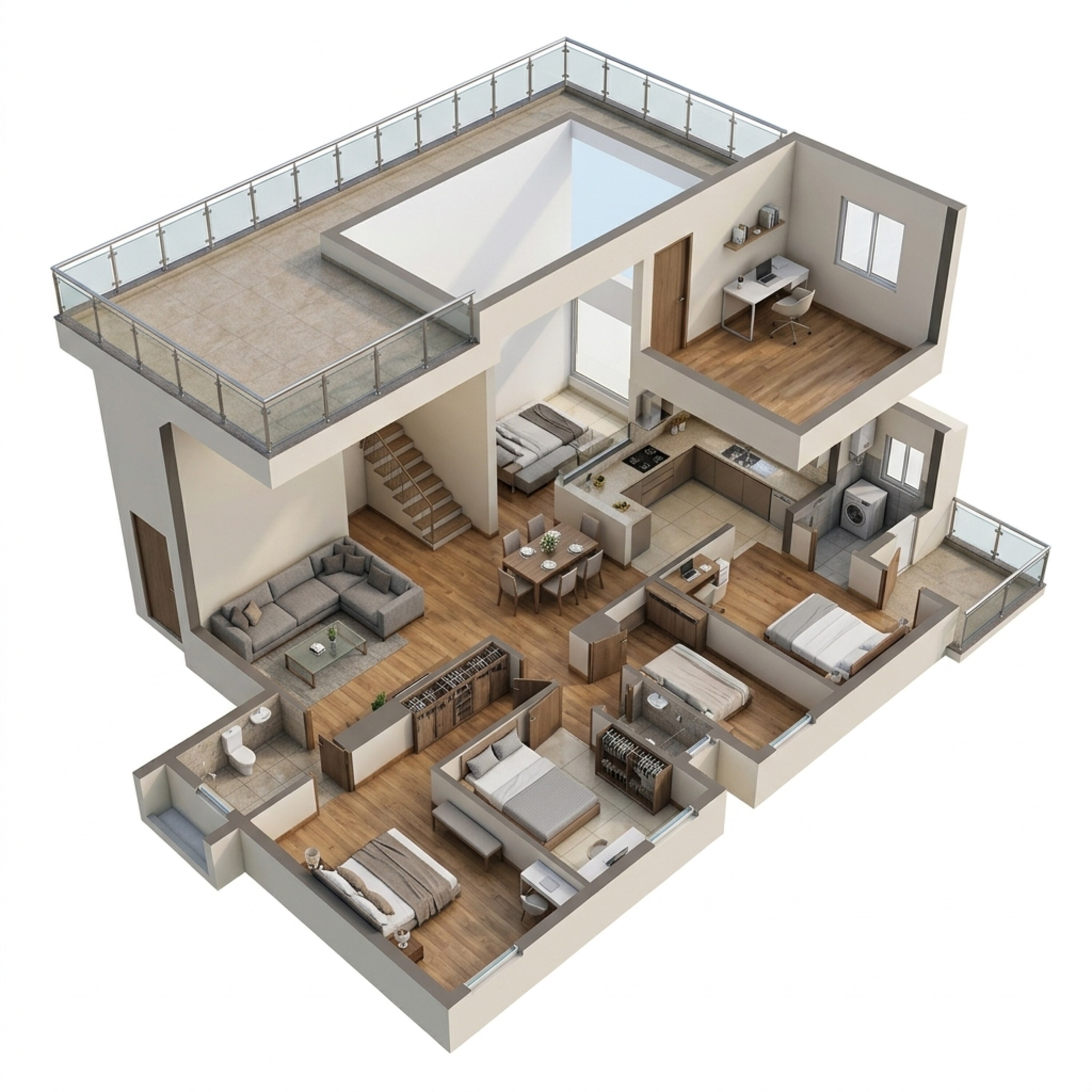Floor plan of 4 BHK 3044 Sq. Ft. Apartment in Brigade Horizon, Bangalore
