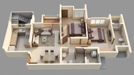 Floor plan of 2 BHK 584 Sq. Ft. Apartment in Lodha Upper Thane, Thane