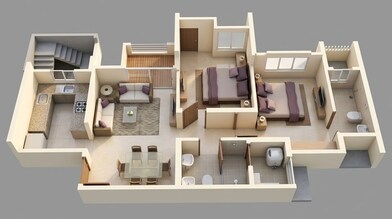 Floor plan of 2 BHK 584 Sq. Ft. Apartment in Lodha Upper Thane, Thane