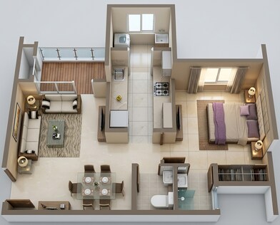 Floor plan of 1 BHK 376 Sq. Ft. Apartment in Lodha Upper Thane, Thane