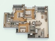 Floor plan of 3 BHK 973 Sq. Ft. Apartment in Godrej Woodsville, Pune