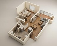 Floor plan of 1 BHK 470 Sq. Ft. Apartment in Godrej Woodsville, Pune