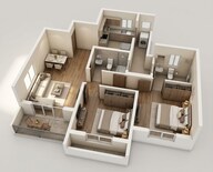 Floor plan of 2 BHK 670 Sq. Ft. Apartment in Godrej Woodsville, Pune