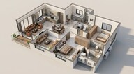 Floor plan of 3 BHK 1043 Sq. Ft. Apartment in Mantra The Midas Residences, Pune
