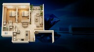 Floor plan of 2 BHK 834 Sq. Ft. Apartment in Mantra The Midas Residences, Pune
