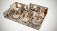 Floor plan of 3 BHK 1070 Sq. Ft. Apartment in Mantra The Midas Residences, Pune