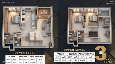 Floor plan of 3 BHK 1171 Sq. Ft. Apartment in Mantra The Midas Residences, Pune
