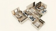 Floor plan of 2 BHK 1006 Sq. Ft. Apartment in Provident Bayscape, Chennai