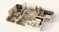 Floor plan of 2 BHK 1107 Sq. Ft. Apartment in Provident Bayscape, Chennai