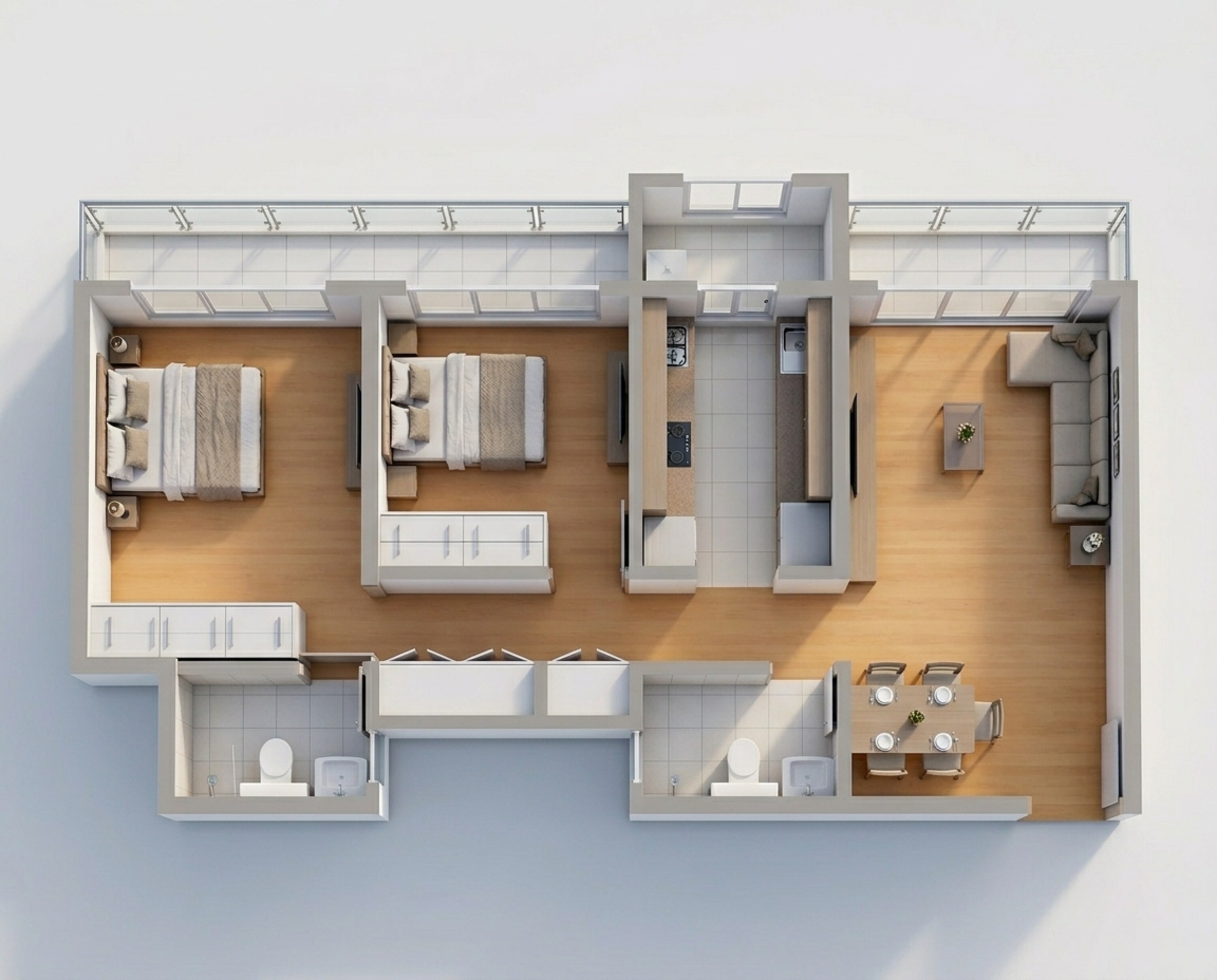 Floor plan of 2 BHK 638 Sq. Ft. Apartment in JP Parkway, Mumbai