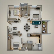 Floor plan of 2 BHK 1420 Sq. Ft. Apartment in Ramky One Orbit, Hyderabad