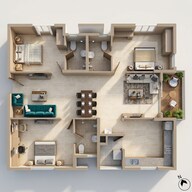 Floor plan of 3 BHK 1535 Sq. Ft. Apartment in Ramky One Orbit, Hyderabad