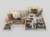 Floor plan of 2 BHK 754 Sq. Ft. Apartment in Mihir Amara, Pune