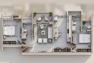 Floor plan of 2 BHK 696 Sq. Ft. Apartment in Rohan Viti, Pune
