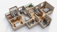 Floor plan of 2 BHK 798 Sq. Ft. Apartment in Rohan Viti, Pune