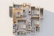 Floor plan of 3 BHK 900 Sq. Ft. Apartment in Rohan Viti, Pune