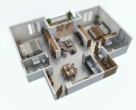 Floor plan of 2 BHK 818 Sq. Ft. Apartment in Sowparnika Olivia Nest, Bangalore
