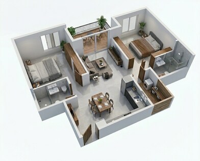 Floor plan of 2 BHK 818 Sq. Ft. Apartment in Sowparnika Olivia Nest, Bangalore