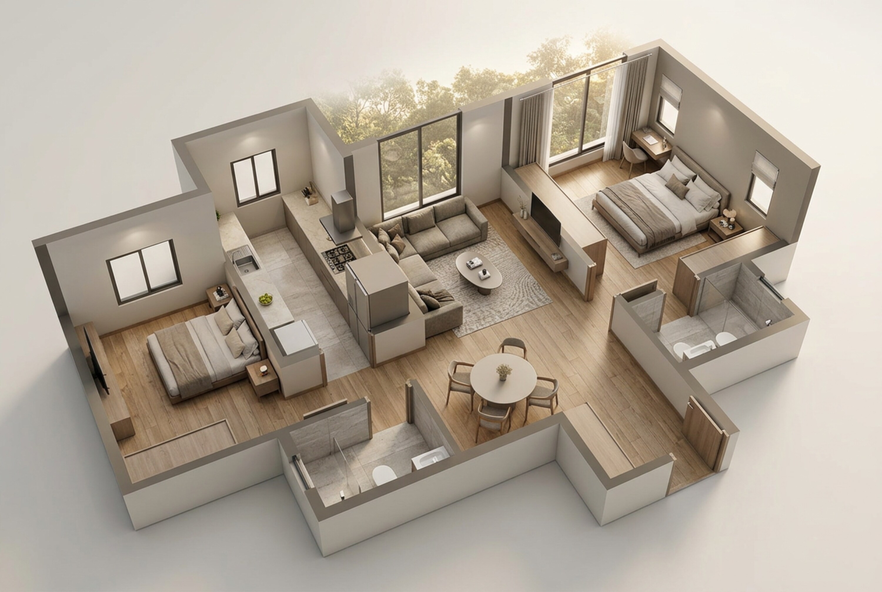 Floor plan of 2 BHK 650 Sq. Ft. Apartment in MICL Aaradhya Parkwood, Thane