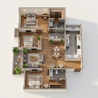 Floor plan of 3 BHK 1612 Sq. Ft. Apartment in Assetz Marq, Bangalore
