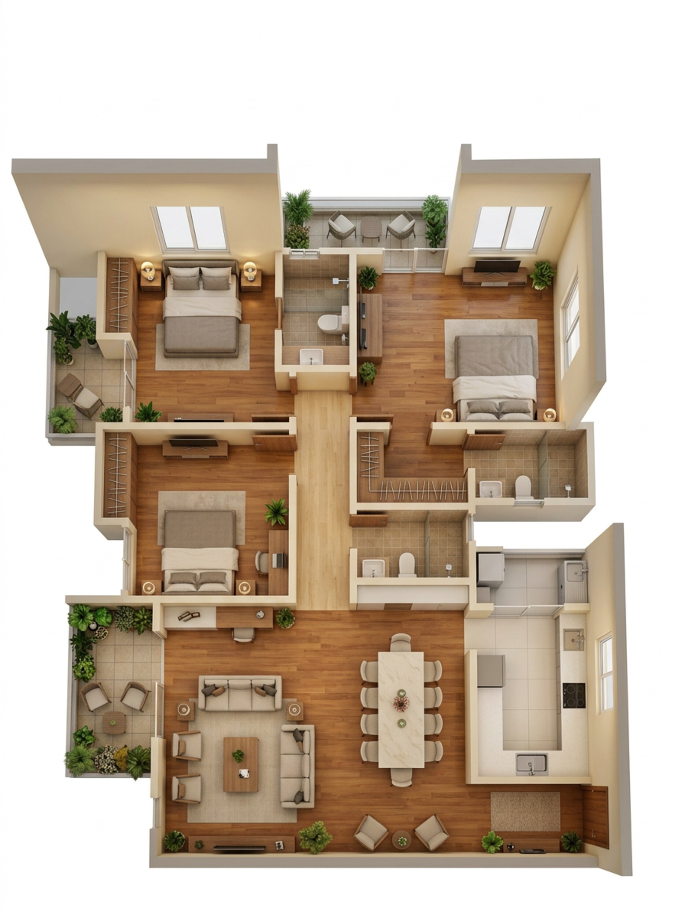 Floor plan of 3 BHK 1937 Sq. Ft. Apartment in Assetz Marq, Bangalore