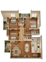 Floor plan of 3 BHK 1937 Sq. Ft. Apartment in Assetz Marq, Bangalore