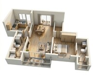 Floor plan of 1 BHK 400 Sq. Ft. Apartment in Runwal Gardens, Thane