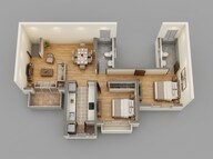 Floor plan of 2 BHK 520 Sq. Ft. Apartment in Runwal Gardens, Thane