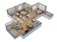Floor plan of 2 BHK 674 Sq. Ft. Apartment in Runwal Gardens, Thane