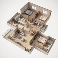 Floor plan of 3 BHK 682 Sq. Ft. Apartment in Runwal Gardens, Thane