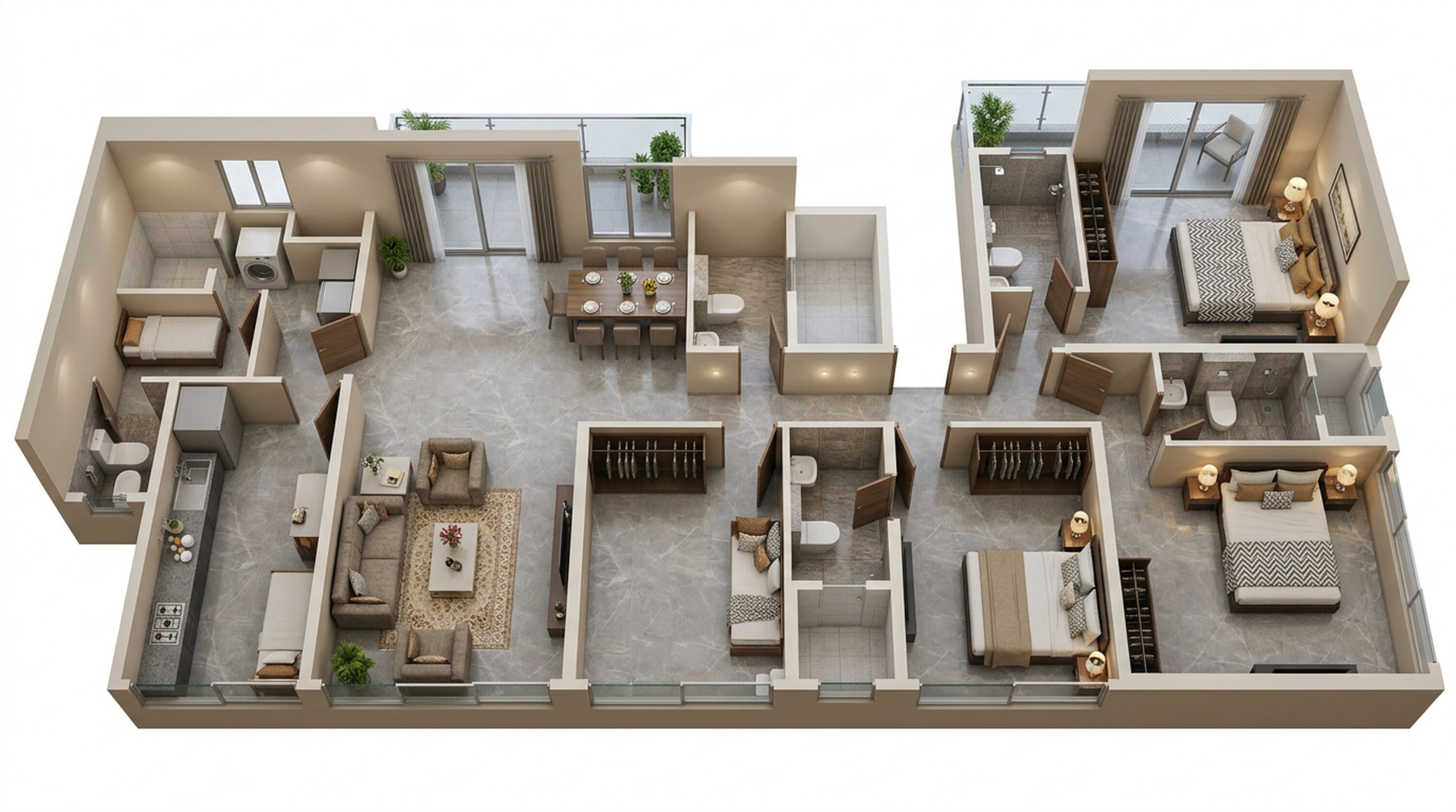Floor plan of 3 BHK 1153 Sq. Ft. Apartment in Adani Codename Westbay, Mumbai