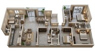 Floor plan of 3 BHK 1153 Sq. Ft. Apartment in Adani Codename Westbay, Mumbai