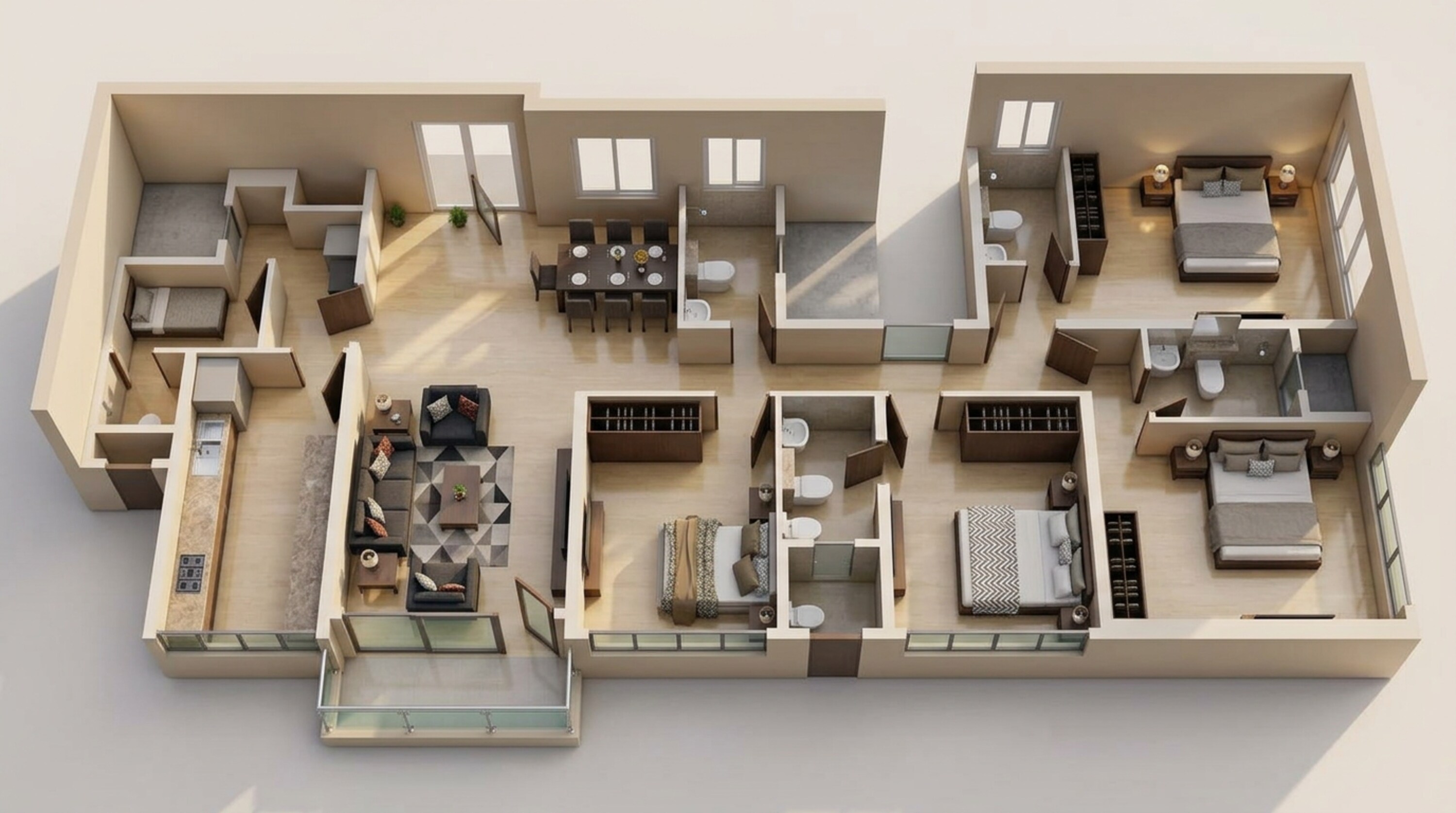 Floor plan of 4 BHK 1715 Sq. Ft. Apartment in Adani Codename Westbay, Mumbai