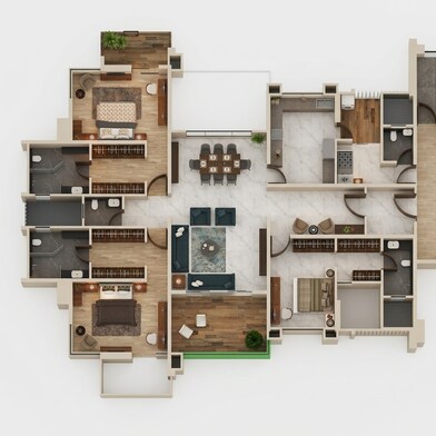 Floor plan of 3 BHK 2152 Sq. Ft. Apartment in Kumar Privie Sanctum, Pune